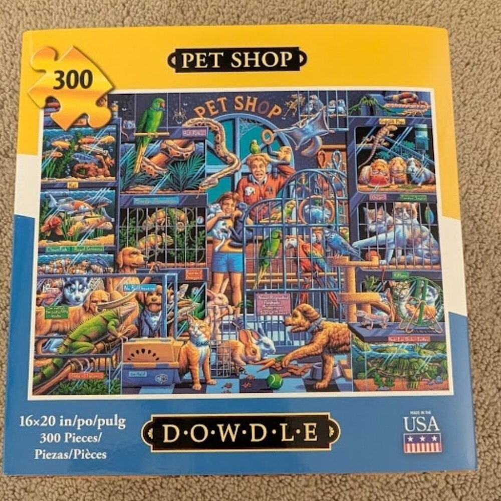 Dowdle Folk Art “Pet Shop” Puzzle • 300 Piece • Rare / Out of Print